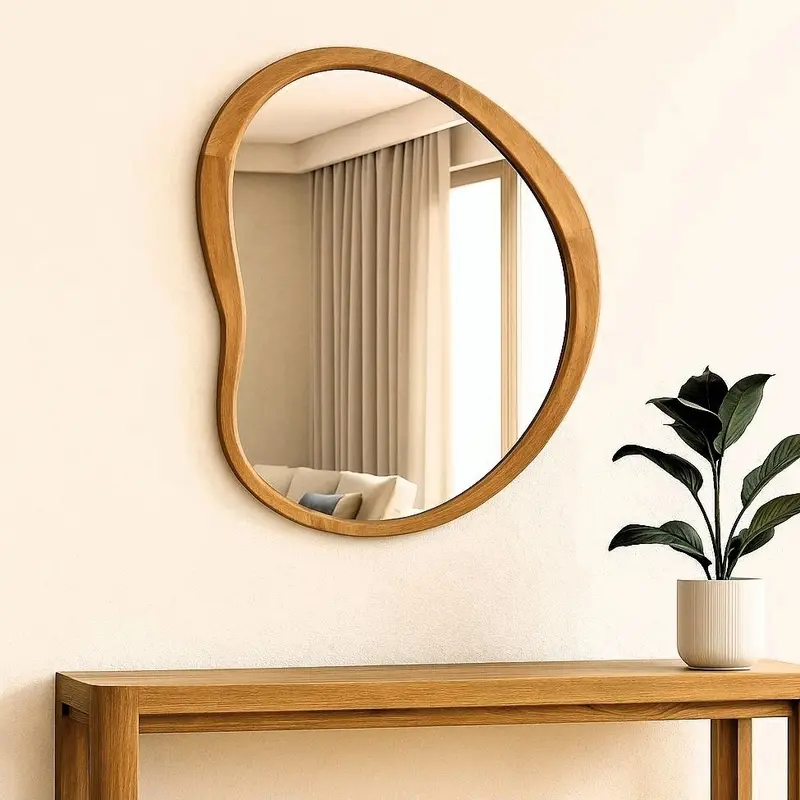 מראה נוני ווד | מראה אמורפית עם מסגרת עץ טבעי