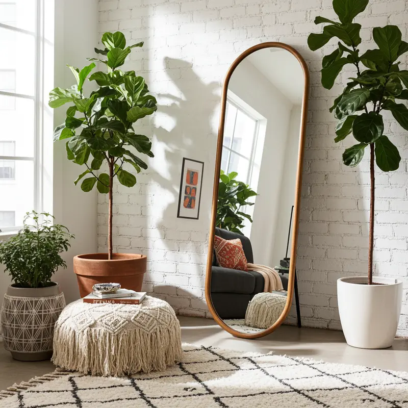 הילה מראת גוף עומדת - מסגרת עץ אובלית 170*60 ס"מ