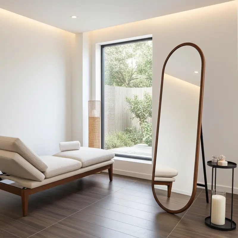 הילה מראת גוף עומדת - מסגרת עץ כהה אובלית 170*60 ס"מ