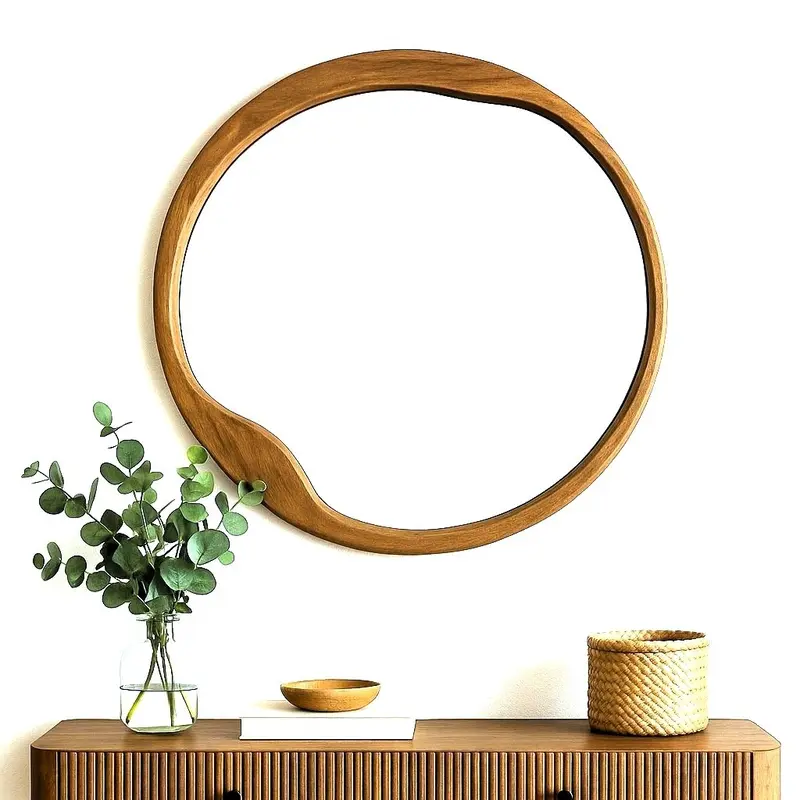 מראה וודי ראונד אמורפית טבעי מספר מידות לבחירה