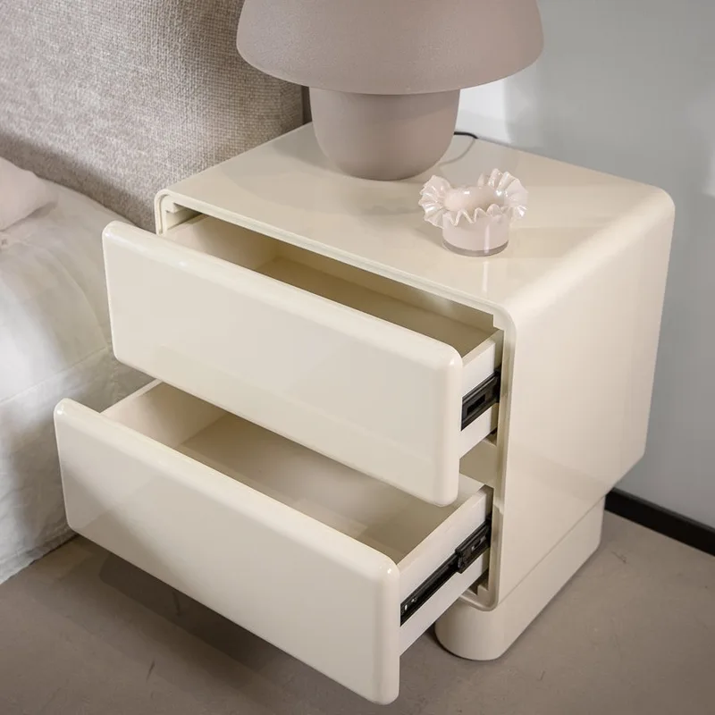 סט 2 שידת צד גלוסי לבן מבריק