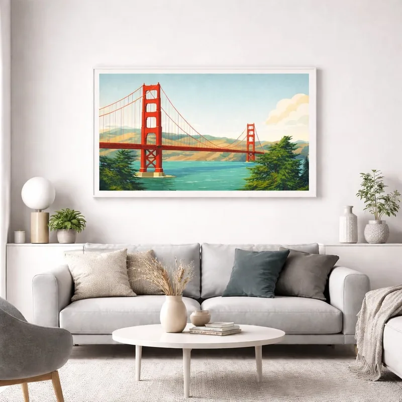 תמונת קנבס בעיצוב מקורי גשר סן פרנסיסקו על המים סטודיו 26