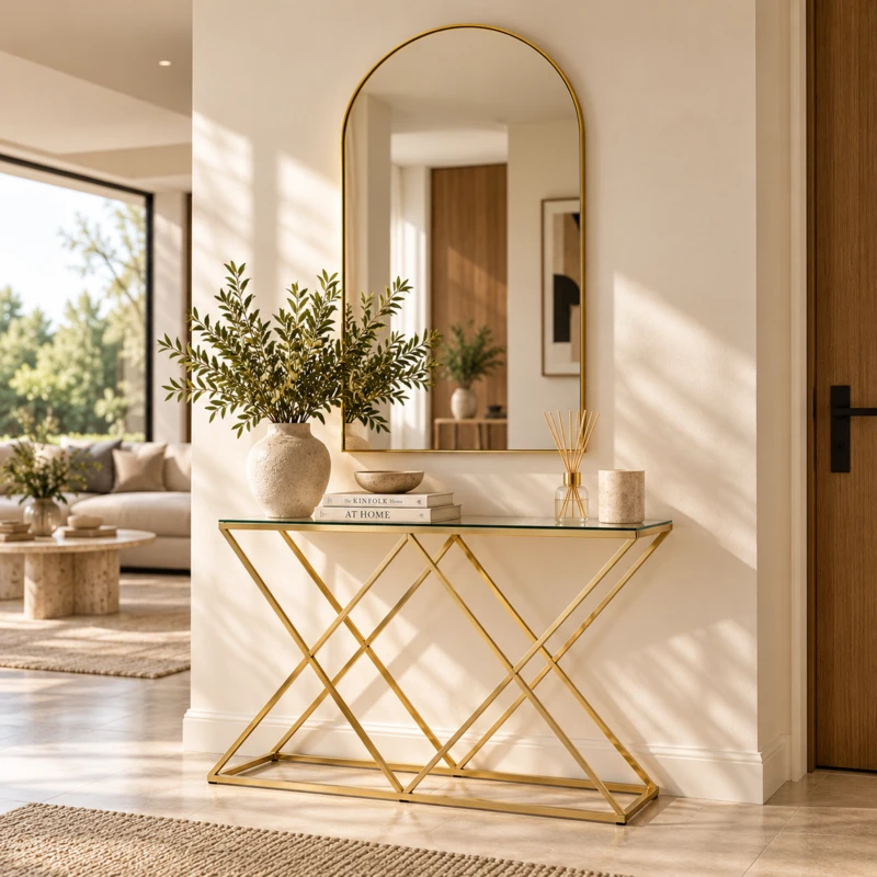 מראת קשת זהב GOLD ARCH – מראת קיר מעוצבת עם מסגרת זהב דקה | 5 מידות