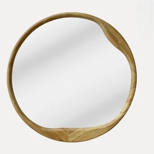 מראה וודי עגולה מסגרת עץ אמורפית 60\80\100 סמ לבחירה