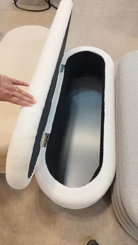 ספסל אחסון נעמה בוקלה לבן
