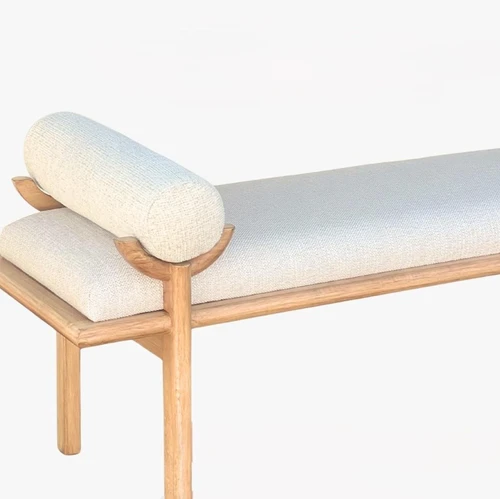 ספסל אונו | ספסל יפני מעץ מלא ריפוד שמנת