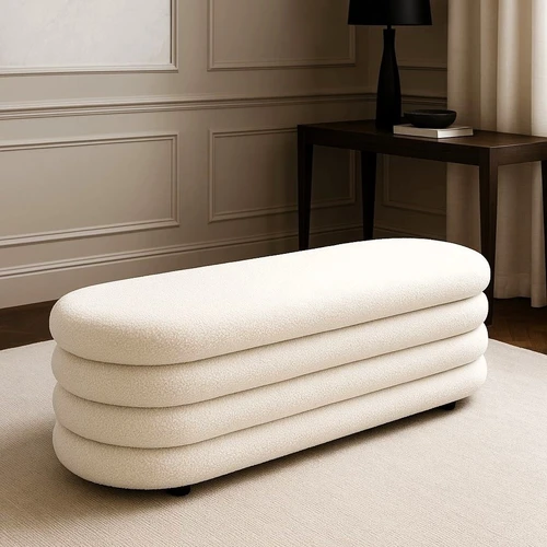 ספסל אחסון נעמה בוקלה לבן