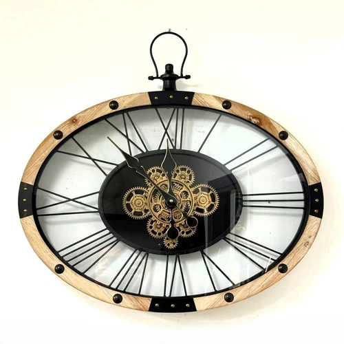 שעון קיר גלגלי שינים אובלי 68 * 65 ס"מ