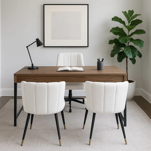 כיסא לוקה סטריפ ריפוד דמוי עור לבן