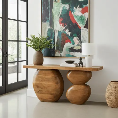 קונסולה דרך האבן עץ מנגו