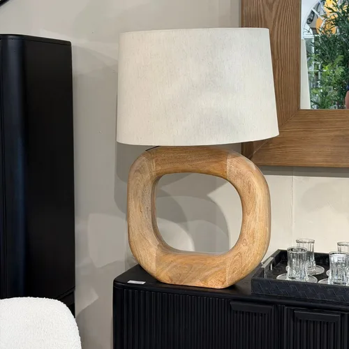 מנורת שולחן מעץ מלא -טבעת החיים