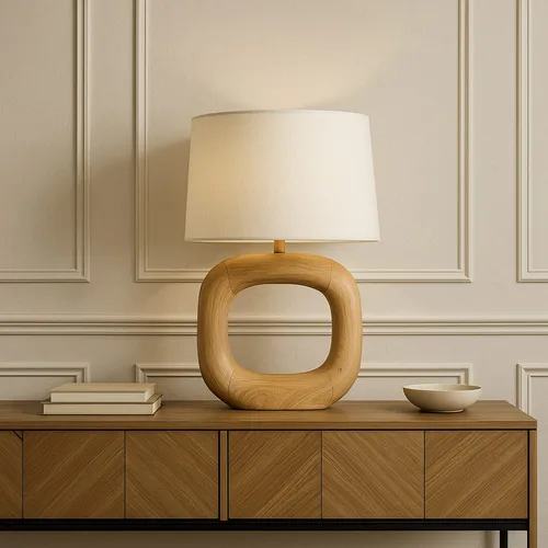 מנורת שולחן מעץ מלא -טבעת החיים