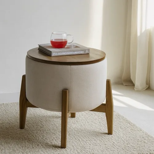 שולחן צד סטול עץ כהה