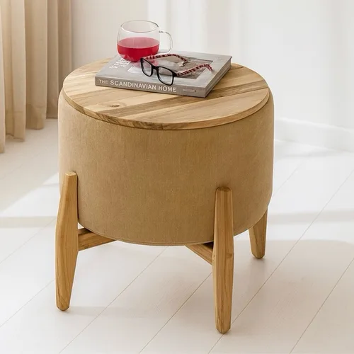 שולחן צד סטול עץ טבעי