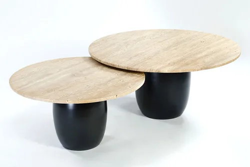 סט שולחנות בסיס עץ ופלטת וטרוונטין