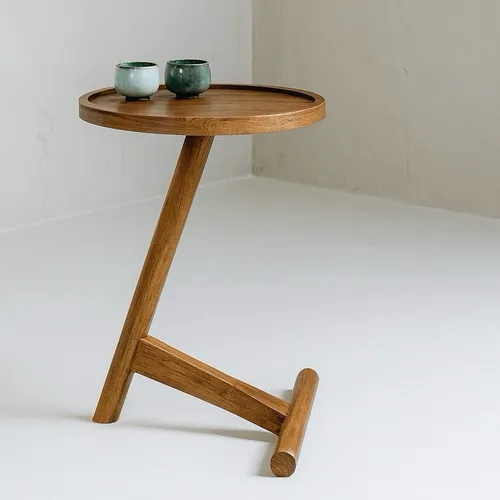 שולחן צד זן עץ מלא אגוז