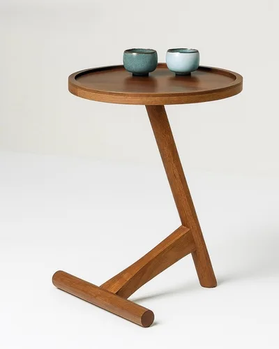 שולחן צד זן אגוז נשכן עץ מלא