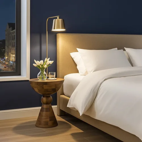 סטול שולחן צד הגביע הטבעי עץ מלא