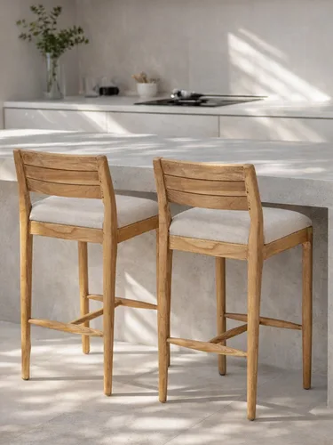 כסא בר אטלס עץ טיק טבעי