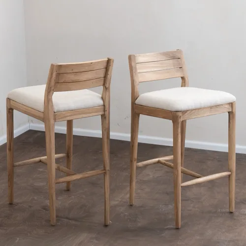 כסא בר אטלס עץ טיק טבעי