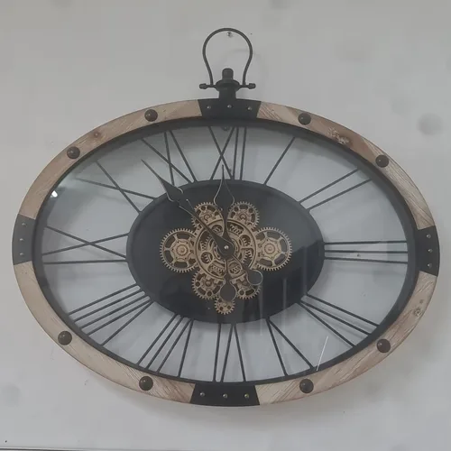 שעון קיר גלגלי שינים אובלי 68 * 65 ס"מ