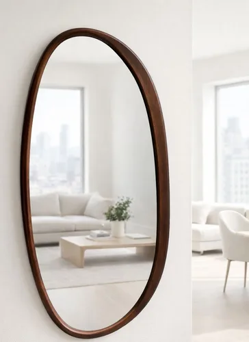 מראת אינפיניטי עץ מלא ,מראה אמורפית מעוצבת , טבעי או כהה לבחירה