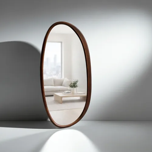 מראת אינפיניטי עץ מלא ,מראה אמורפית מעוצבת , טבעי או כהה לבחירה