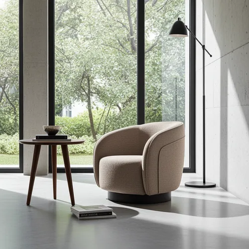 כורסא מסתובבת מילנו בריפוד קפה