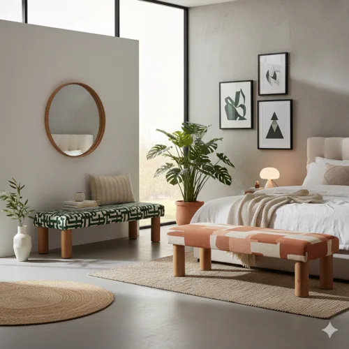 ספסל מרופד מלינה גרין