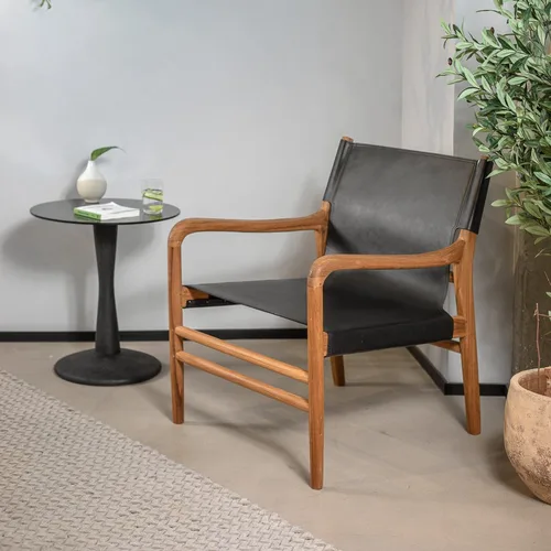 כורסא סוהו עור עור שחור