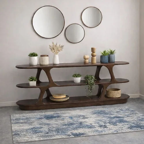 כוננית גל כהה עץ מנגו 150\55 סמ