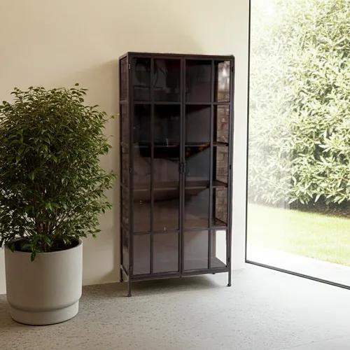 ארון ויטרינה תעשייתי מנהטן מתכת וזכוכית