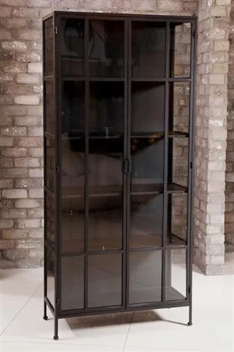 ארון ויטרינה תעשייתי מנהטן מתכת וזכוכית