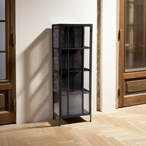 ארון ויטרינה אורבן לופט שחור זכוכית ומתכת