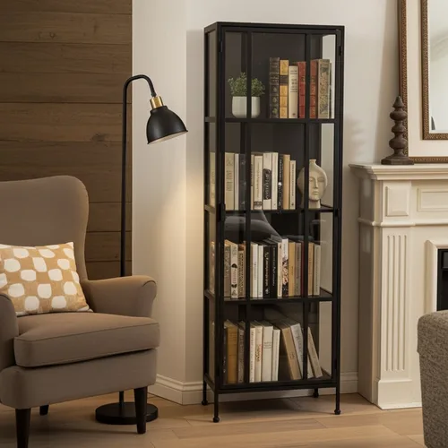 ארון ויטרינה אורבן לופט שחור זכוכית ומתכת