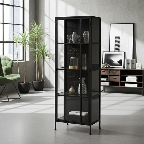 ארון ויטרינה אורבן לופט שחור זכוכית ומתכת