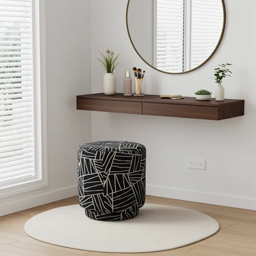 הדום גיאומטרי שחור לבן עגול