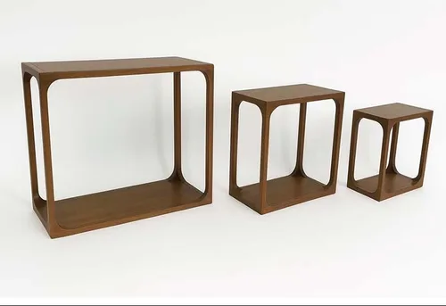 סט שלושה מדפי עץ ופורניר