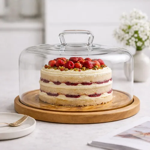 מעמד עוגה בשילוב פעמון זכוכית דגם אלון