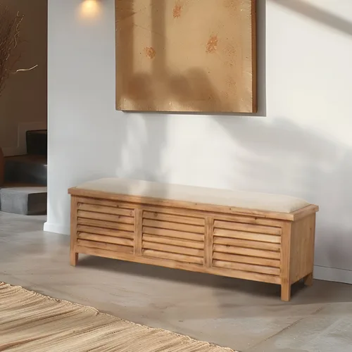 ספסל עץ נפתח - מראה תריס בחזית