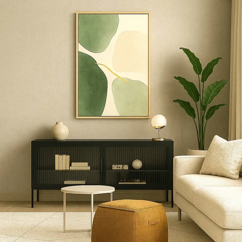 תמונת קנבס בעיצוב מקורי אבסטרקט חלוקי נחל בירוק