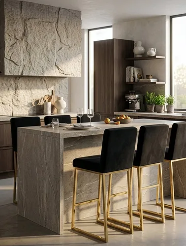 כסא בר שחור רגלי זהב סטלה