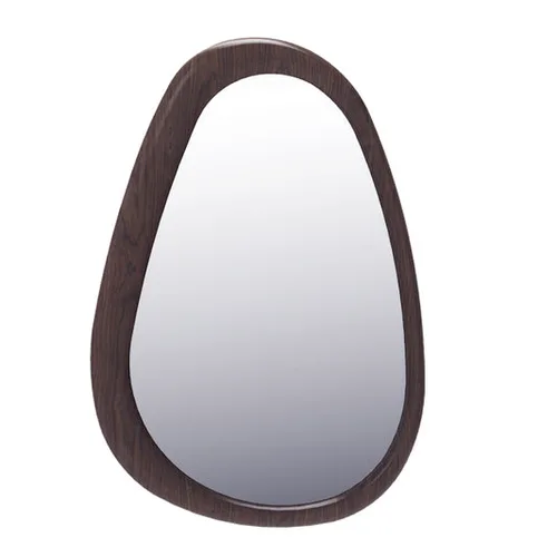 אדווה מראת עץ אמורפית אגוז כהה