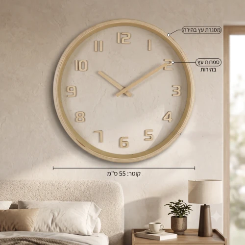 שעון קיר SCANDI – קוטר 55 ס"מ | 4 גוונים לבחירה