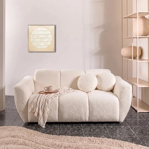 ספה זוגית SIENA WHITE – בוקלה לבן בעיצוב מעוגל | 188 ס״מ