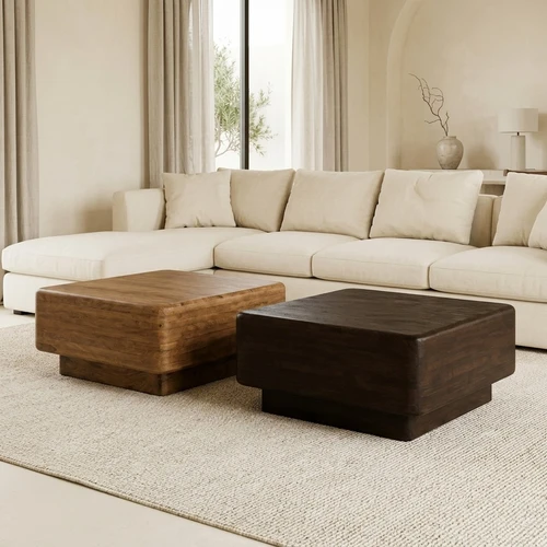 שולחן קפה LOROS L – שולחן סלון מעץ 80×80 ס״מ  2 גוונים לבחירה
