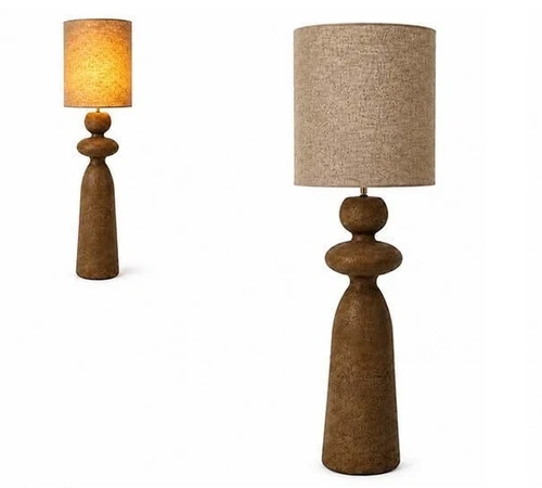 מנורת רצפה SIENA – בגימור Paper Mache עם אהיל בד – 168 ס״מ