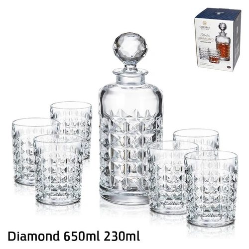 סט דקנטר + 6 כוסות ויסקי DIAMOND מקריסטל בוהמיה