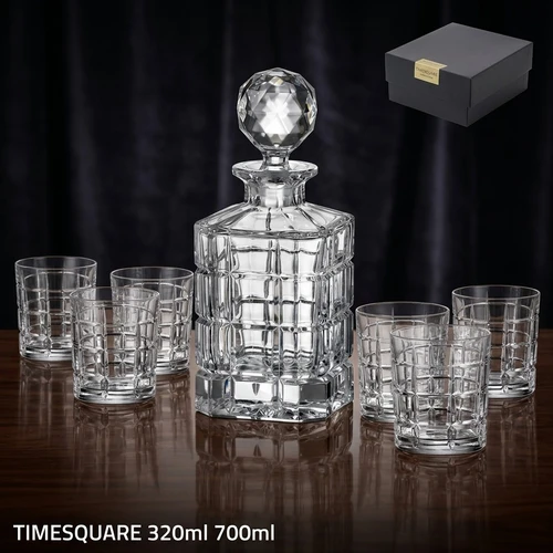 סט דקנטר + 6 כוסות ויסקי TIMESQUARE מקריסטל בוהמיה – 7 חלקים