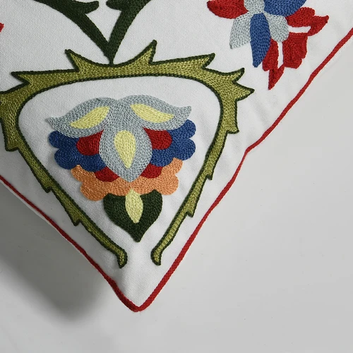 כרית נוי רקומה FLORE – פרחים צבעוניים 45×45 ס״מ